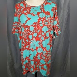 NWT Lularoe Irma, orange/blueish green  pattern, size XS